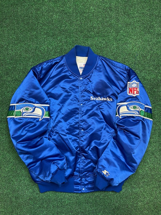 90’s Seattle Seahawks NFL Vintage Starter Satin Jacket (Large)