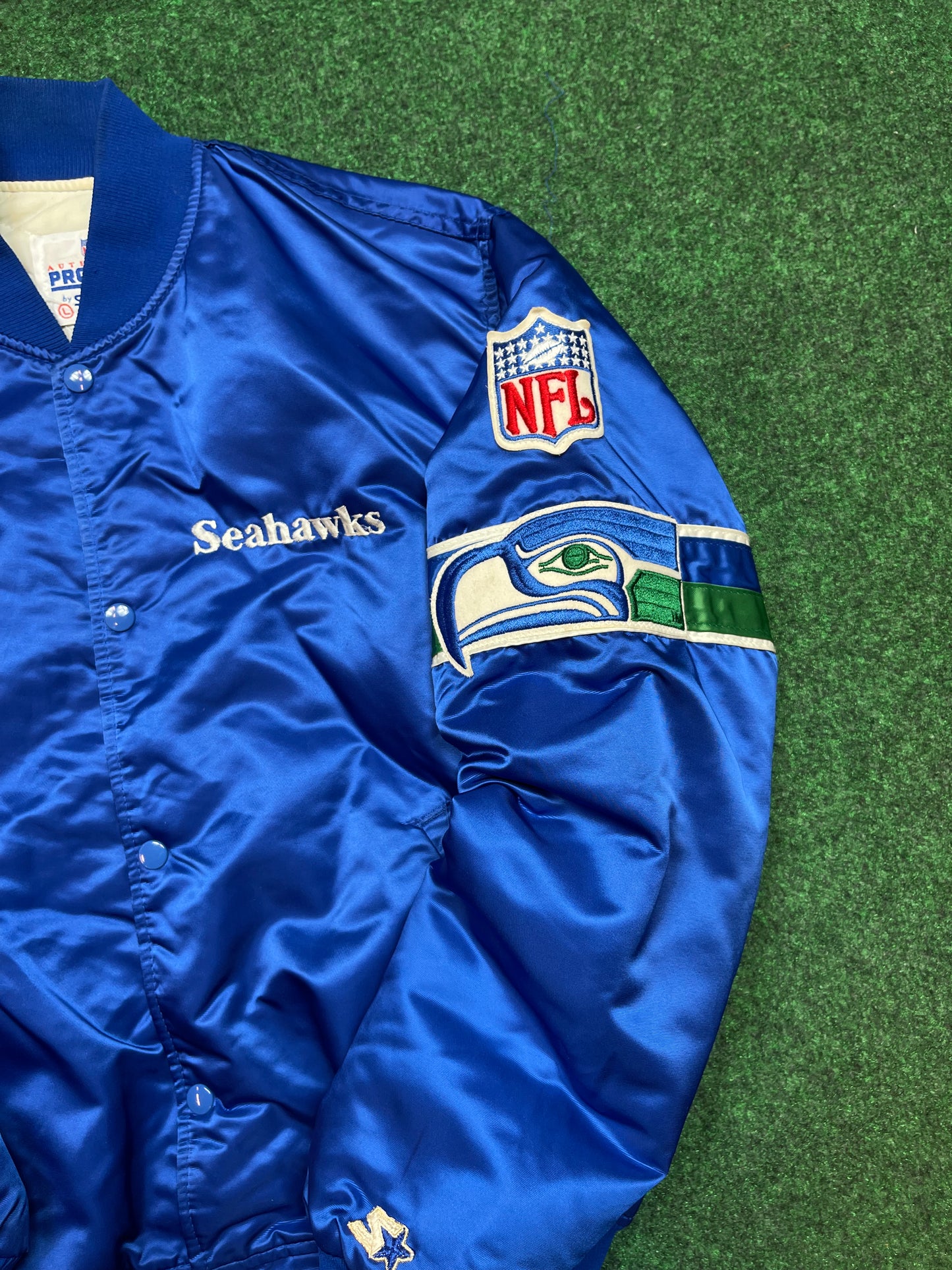 90’s Seattle Seahawks NFL Vintage Starter Satin Jacket (Large)