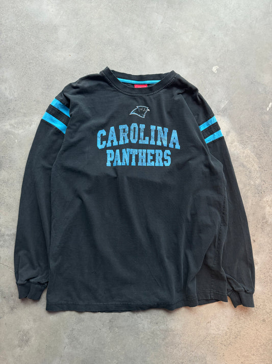 00’s Carolina Panthers Vintage Striped NFL Longsleeve Tee (Large)