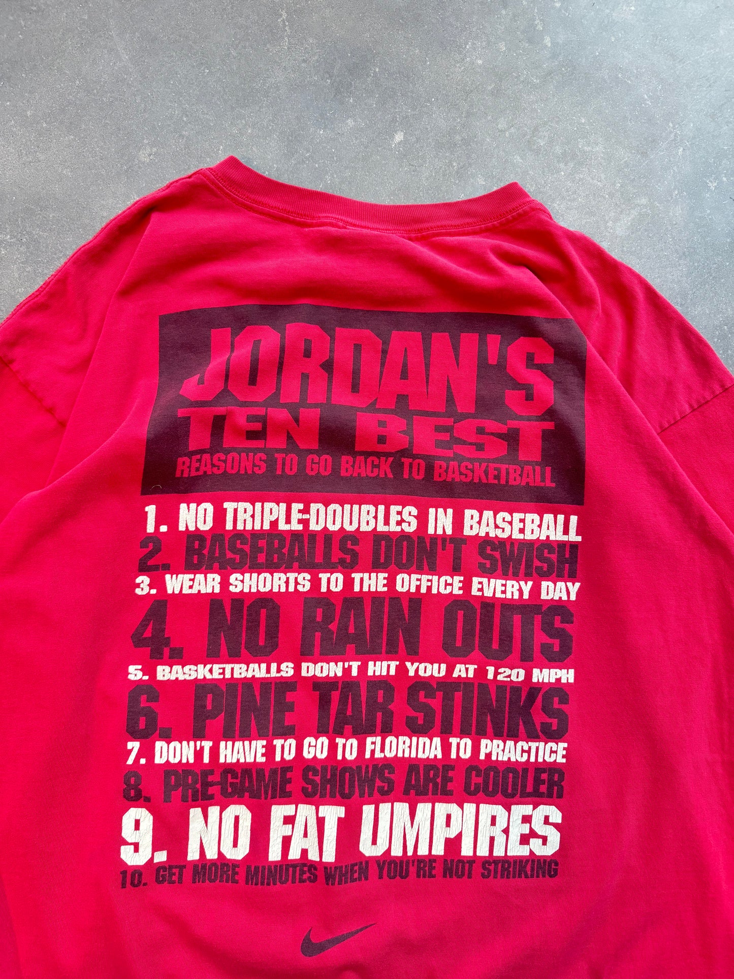 90’s Nike Air Jordan “Jordan’s Ten Best Reasons to Go Back to Basketball” Vintage Tee (XL)