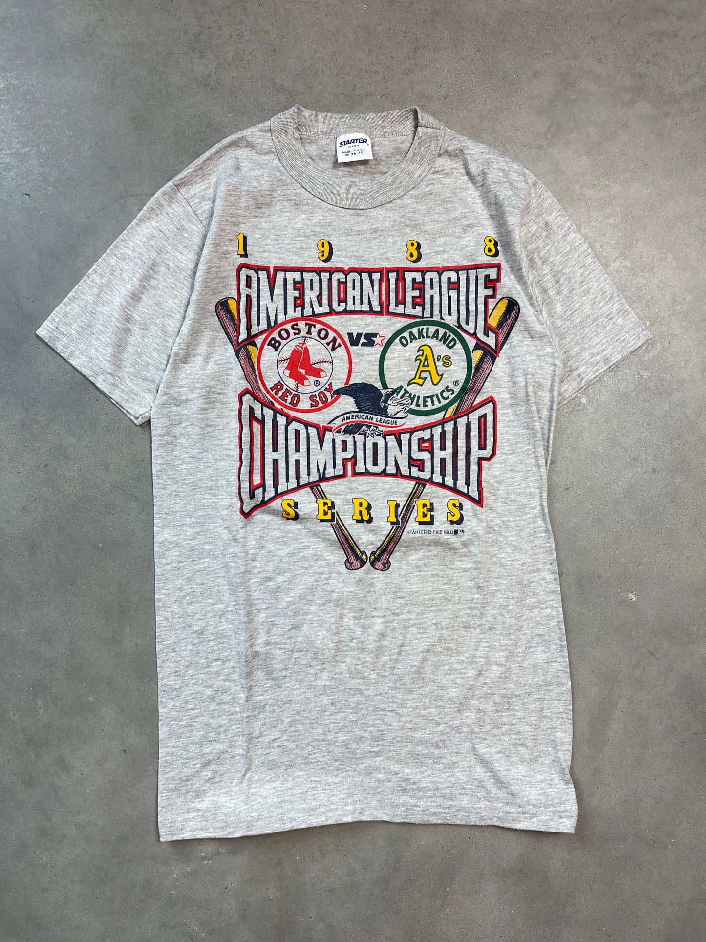 1988 Boston Red Sox vs. Oakland Athletics Vintage AL Championship Starter MLB Tee (Small)