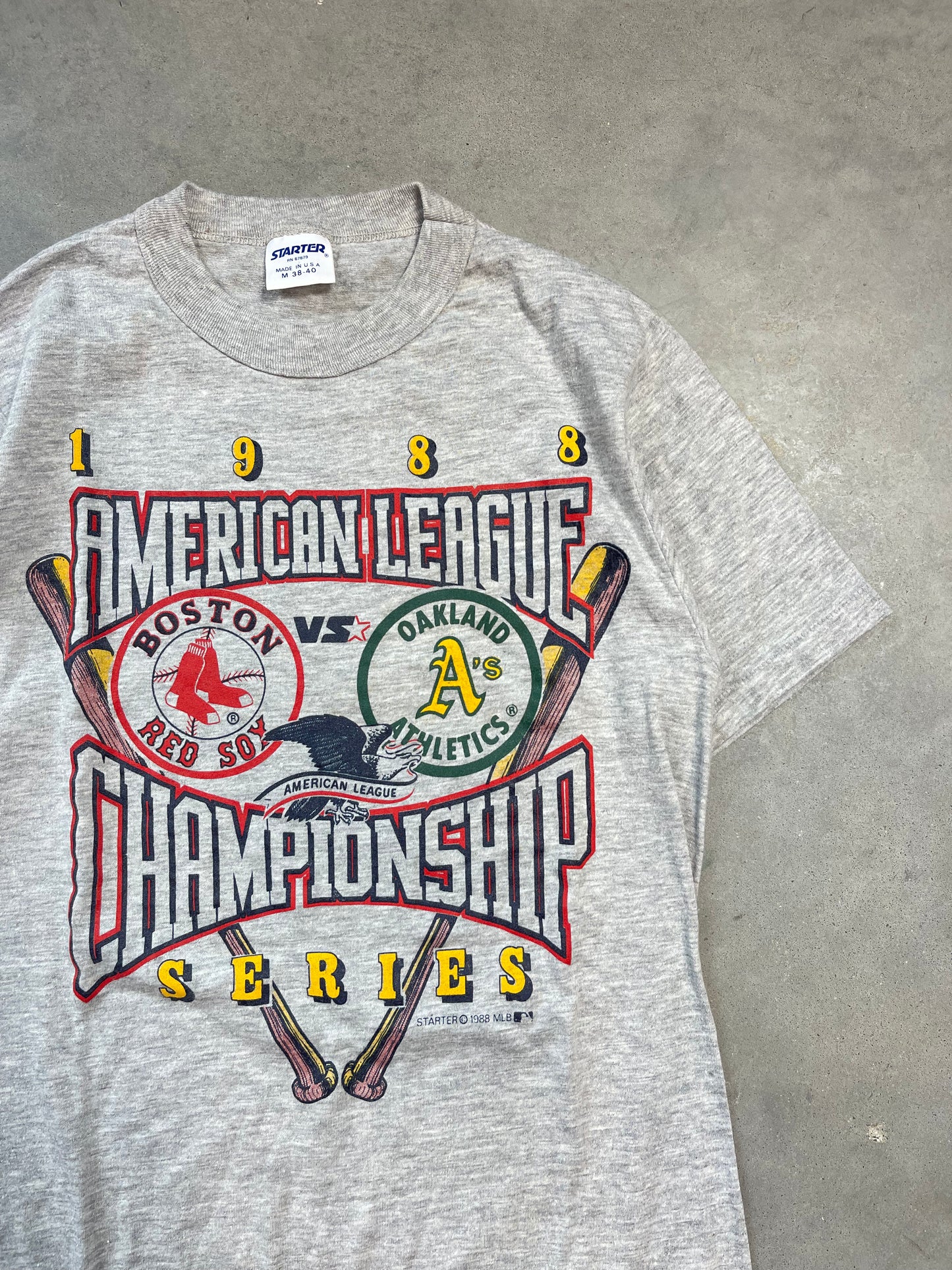 1988 Boston Red Sox vs. Oakland Athletics Vintage AL Championship Starter MLB Tee (Small)