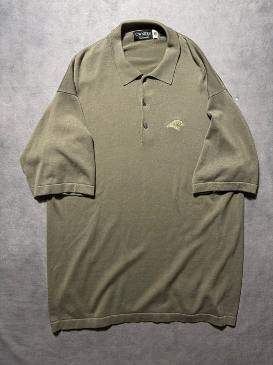 00’s Carolina Panthers Vintage Khaki Reebok Owner’s Collection Heavyweight Collared NFL Polo Shirt (XL)