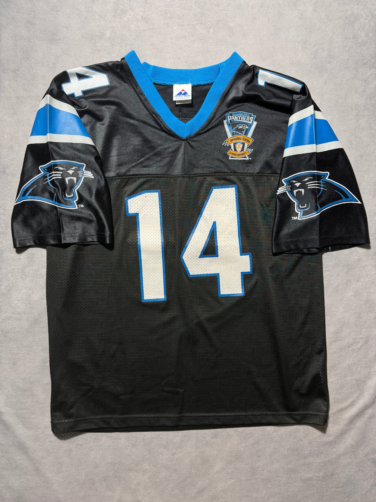 1995 Carolina Panthers Vintage Black Apex One Inaugural Season Patch NFL Jersey (XL)