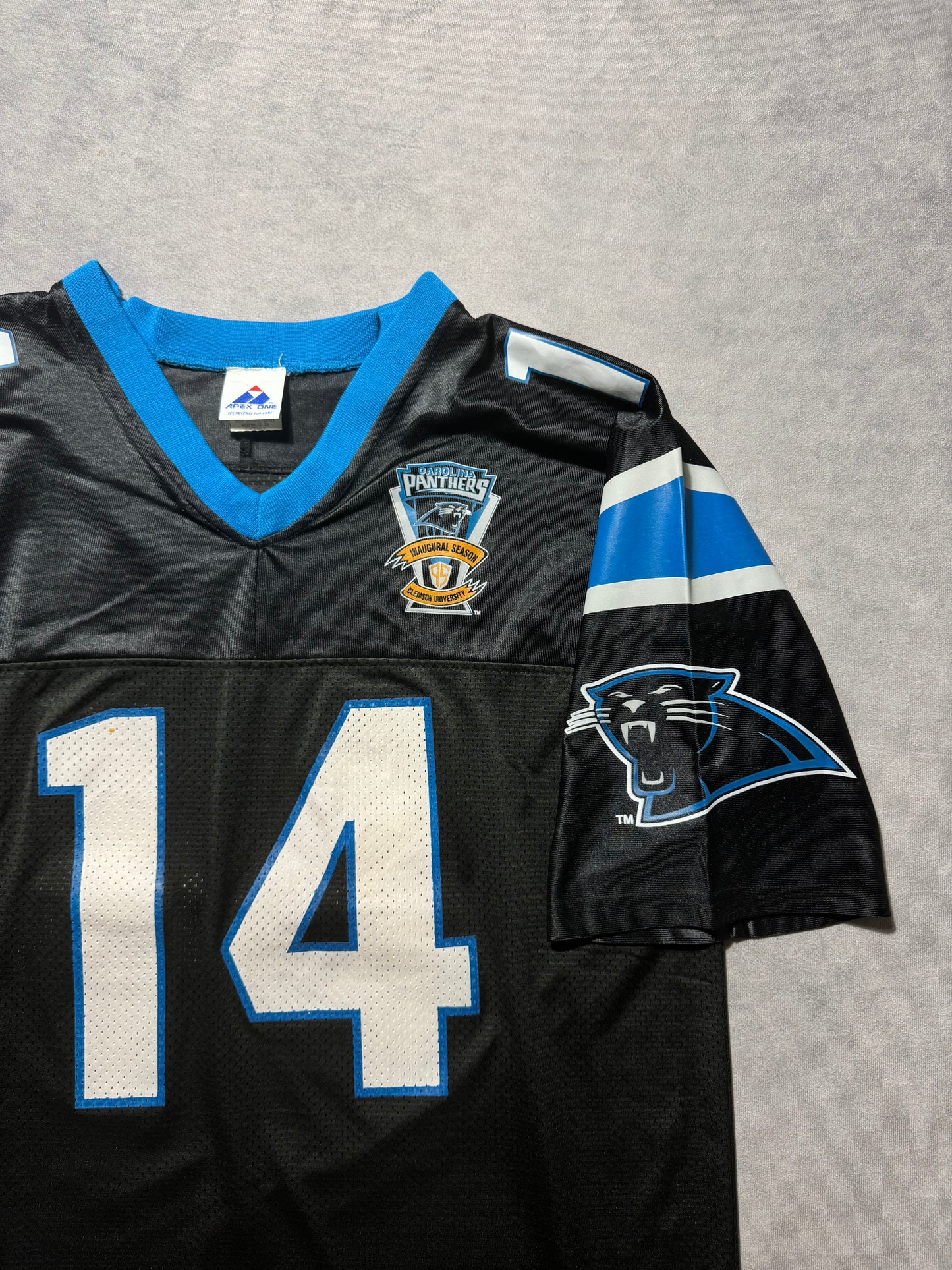 1995 Carolina Panthers Vintage Black Apex One Inaugural Season Patch NFL Jersey (XL)