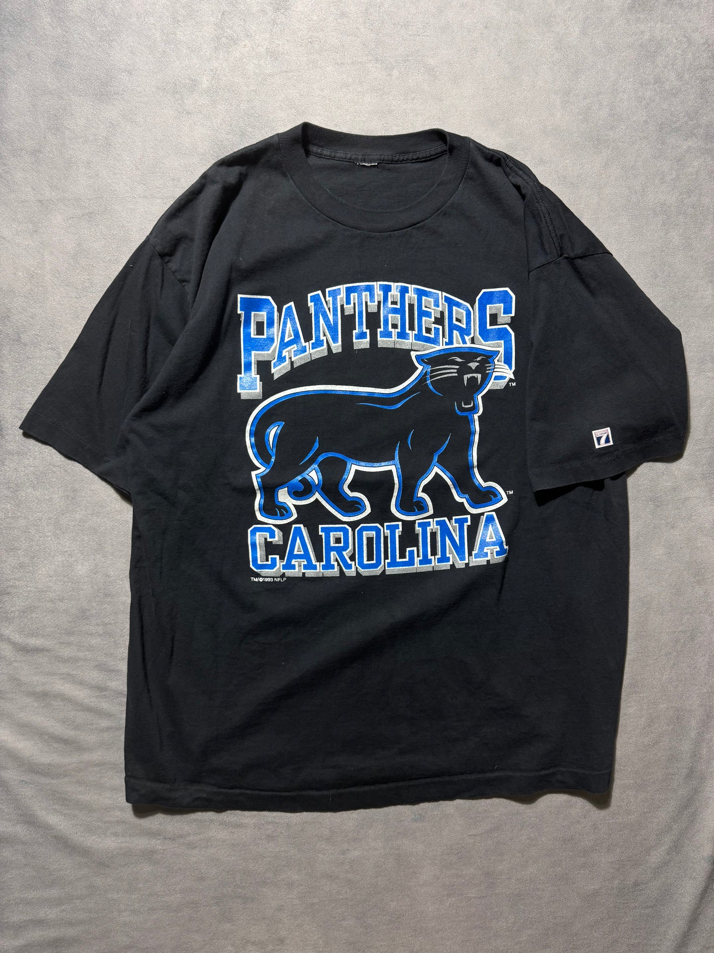 1993 Carolina Panthers Vintage Black Full Cat Alternate Logo NFL Tee (XXL)