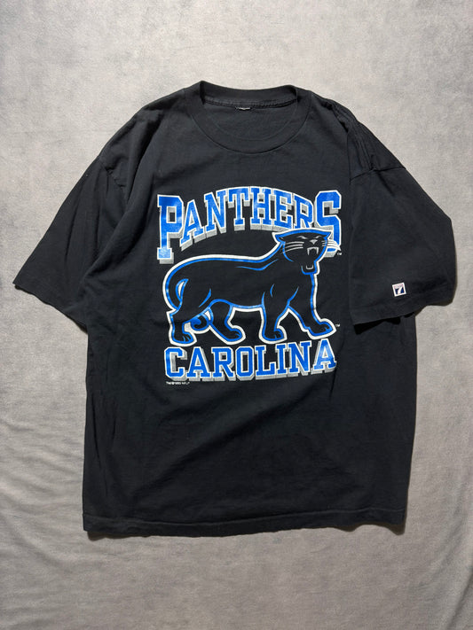 1993 Carolina Panthers Vintage Black Full Cat Alternate Logo NFL Tee (XXL)