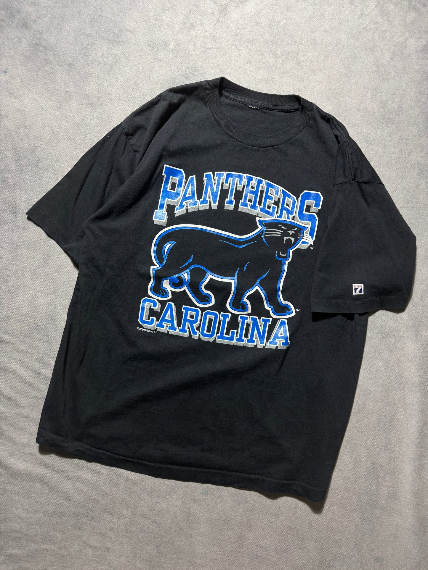 1993 Carolina Panthers Vintage Black Full Cat Alternate Logo NFL Tee (XXL)