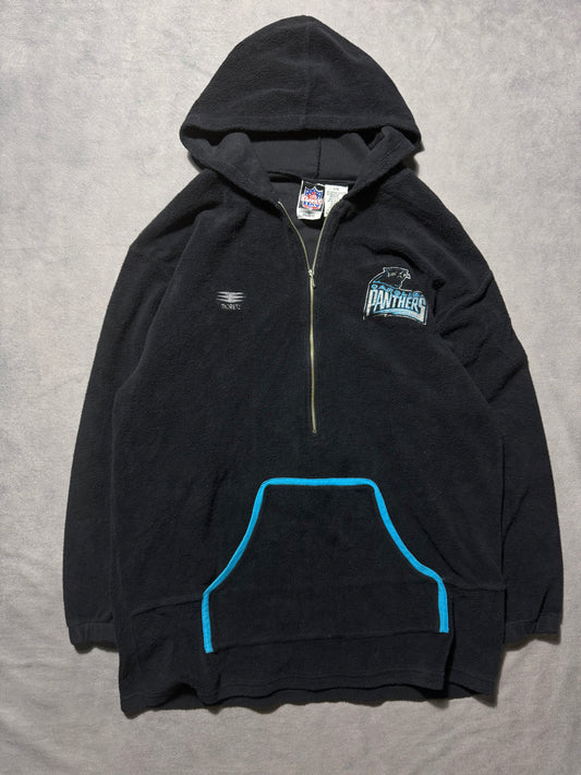 1995 Carolina Panthers Vintage Black Half Zip Embroidered NFL Fleece Pullover (Large)