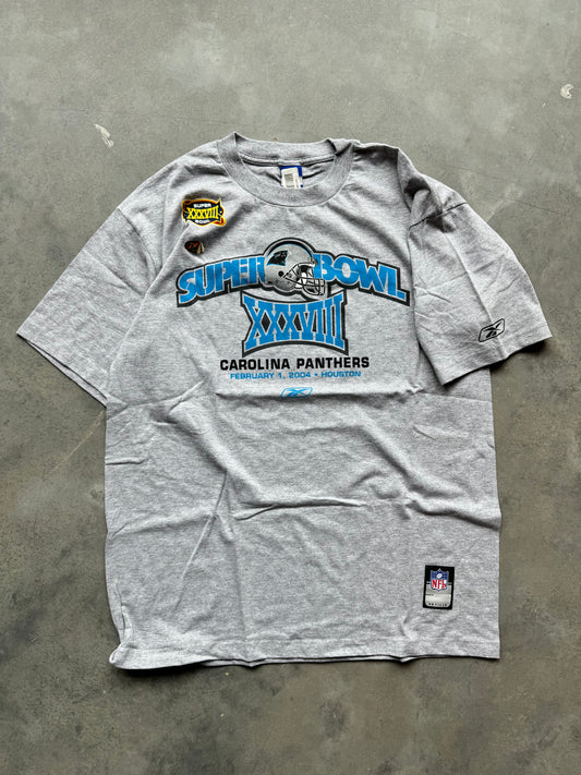 2004 Carolina Panthers Super Bowl XXXVIII Vintage Grey Reebok Tee - Deadstock (Large)