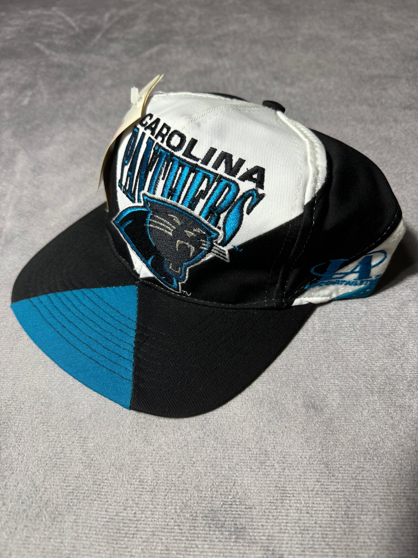 90’s Carolina Panthers Vintage Logo Athletic Geometric Alternate Full Cat NFL Snapback Hat - Deadstock (OSFA)