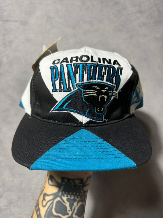 90’s Carolina Panthers Vintage Logo Athletic Geometric Alternate Full Cat NFL Snapback Hat - Deadstock (OSFA)