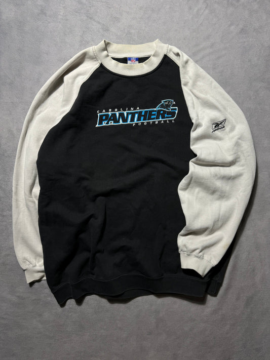00’s Carolina Panthers Vintage Black/Khaki Embroidered Reebok NFL Crewneck (XXL)