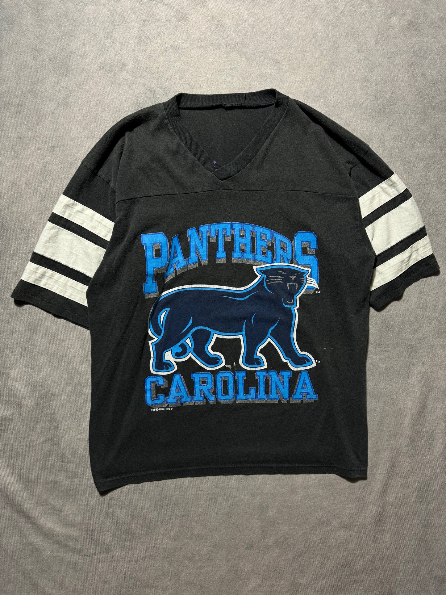 1993 Carolina Panthers Vintage Black Full Alternate Cat NFL Cotton Football Style Tee (Large)
