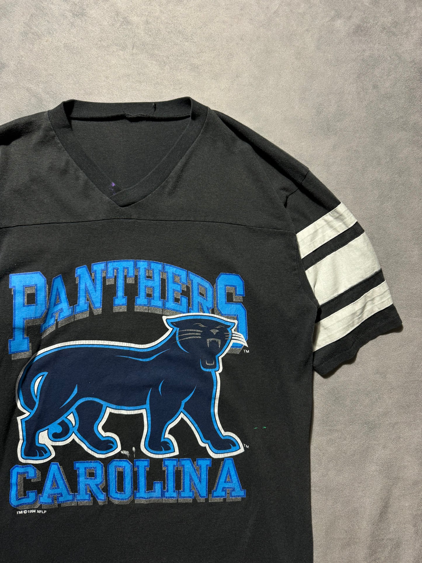 1993 Carolina Panthers Vintage Black Full Alternate Cat NFL Cotton Football Style Tee (Large)