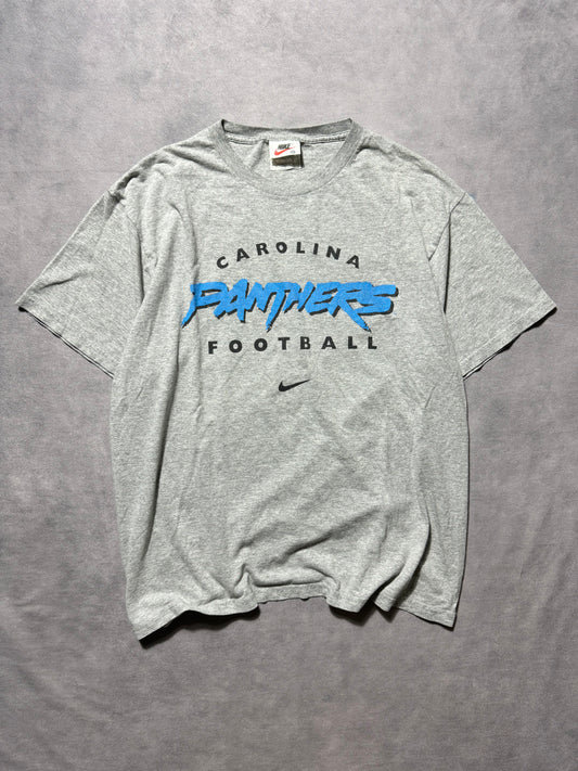 1999 Carolina Panthers Football Vintage Grey Nike Cat Scratch Font NFL Tee (Medium)