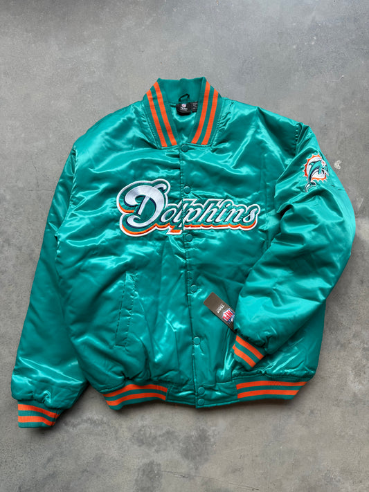 00’s Miami Dolphins Vintage Teal NFL Satin Jacket - Deadstock (Large)