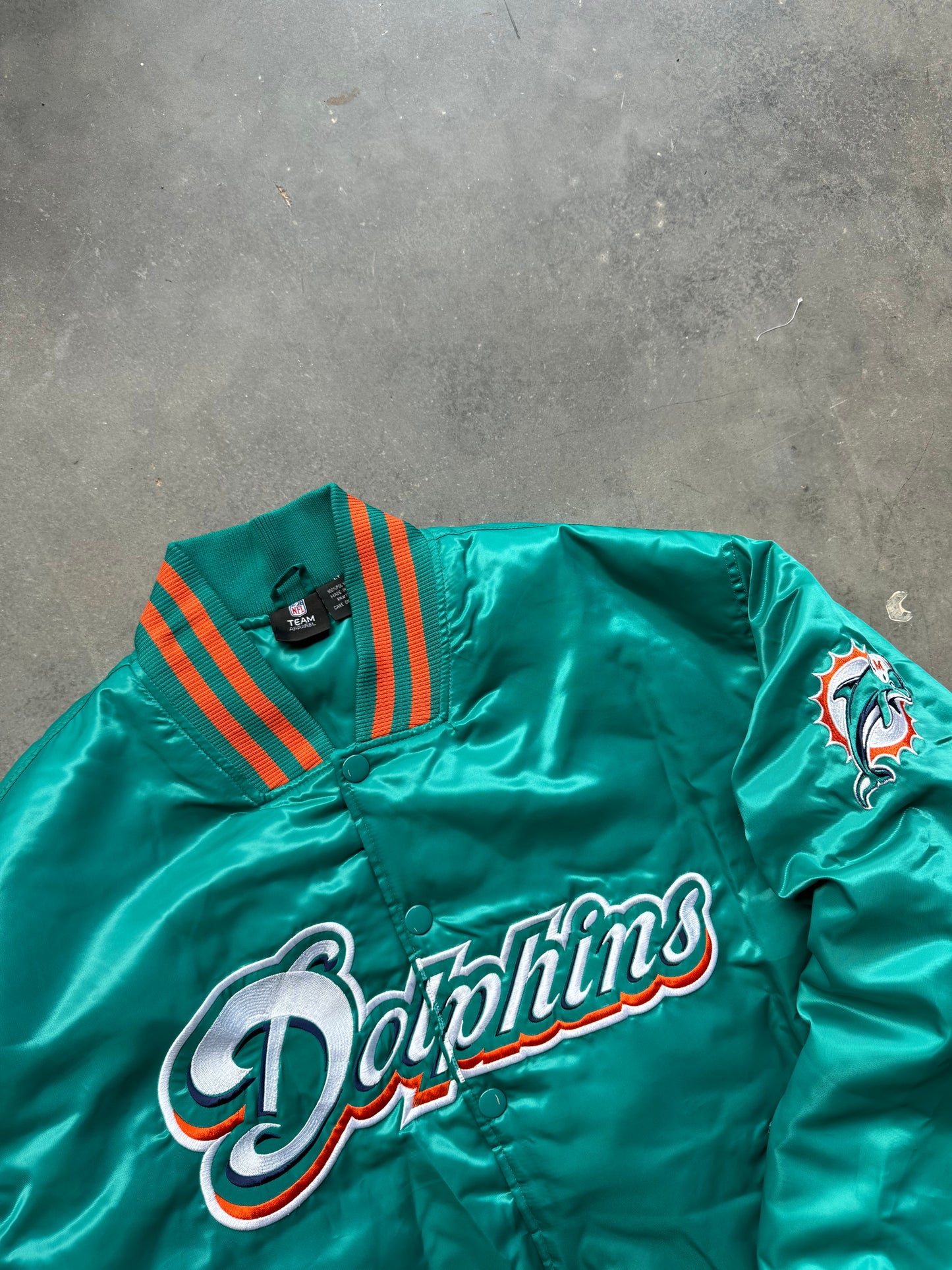 00’s Miami Dolphins Vintage Teal NFL Satin Jacket - Deadstock (Large)