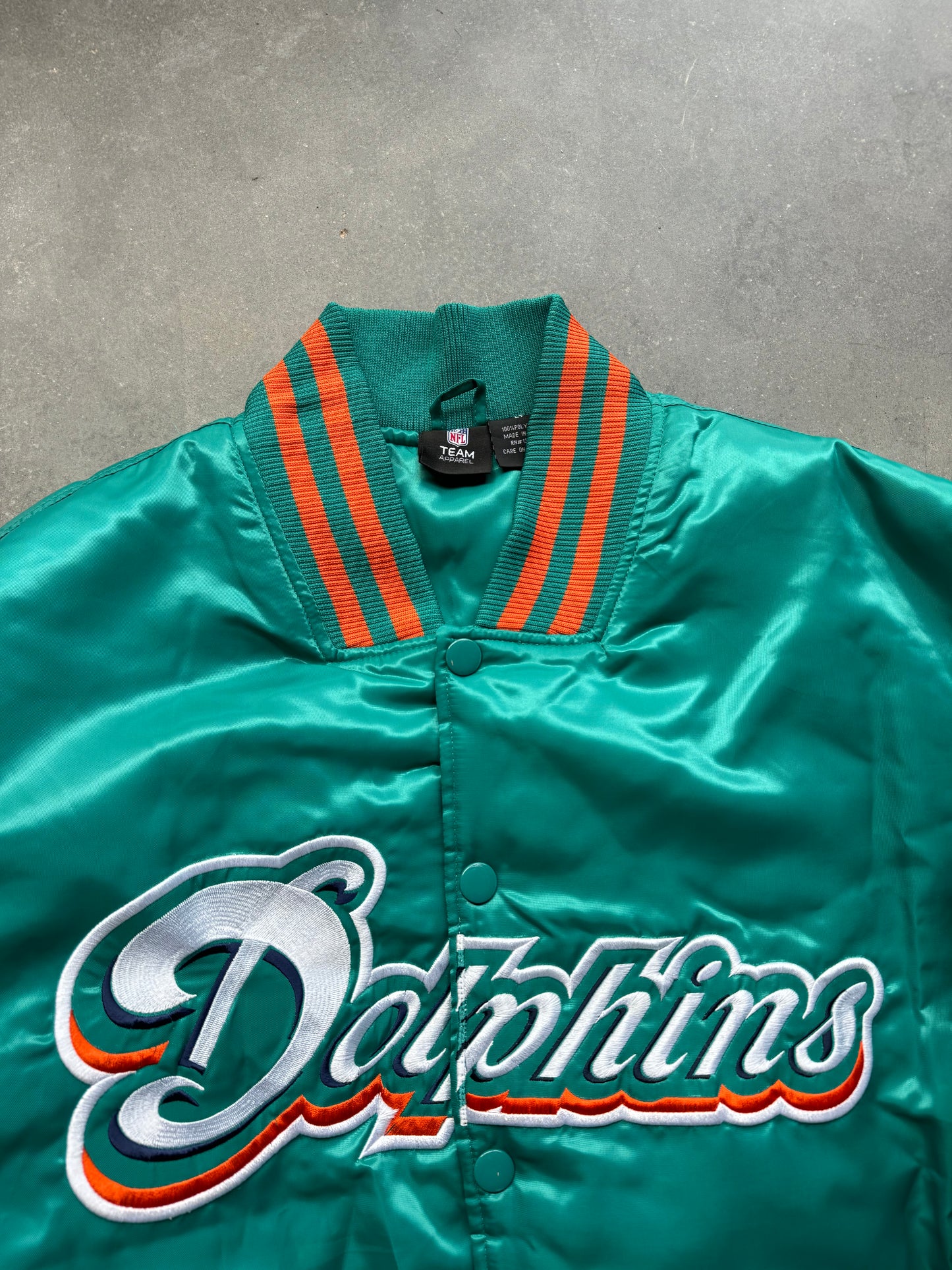 00’s Miami Dolphins Vintage Teal NFL Satin Jacket - Deadstock (Large)