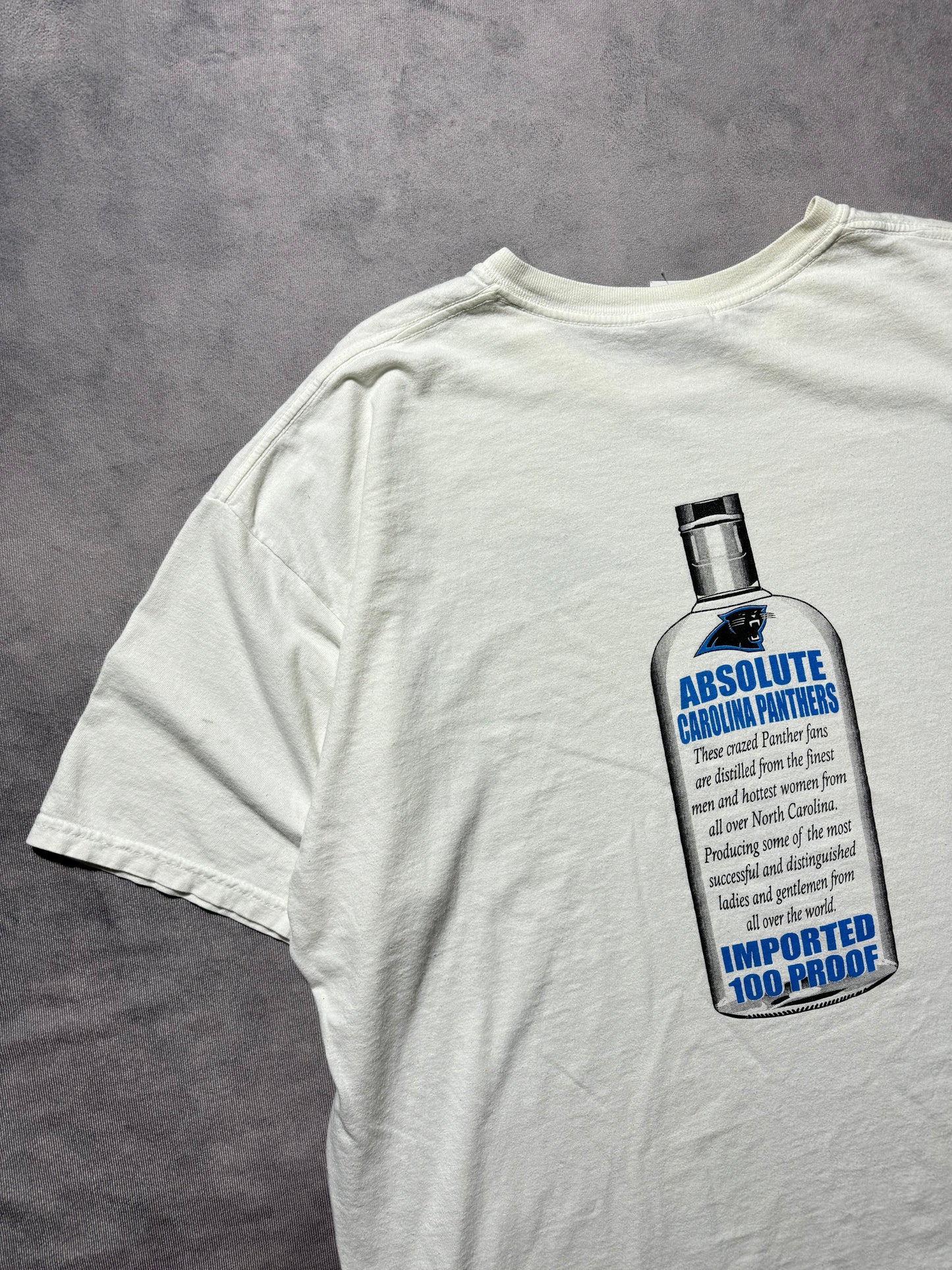 00’s Carolina Panthers Vintage White Absolut Vodka Rip NFL Parking Lot NFL Tee (XXL)