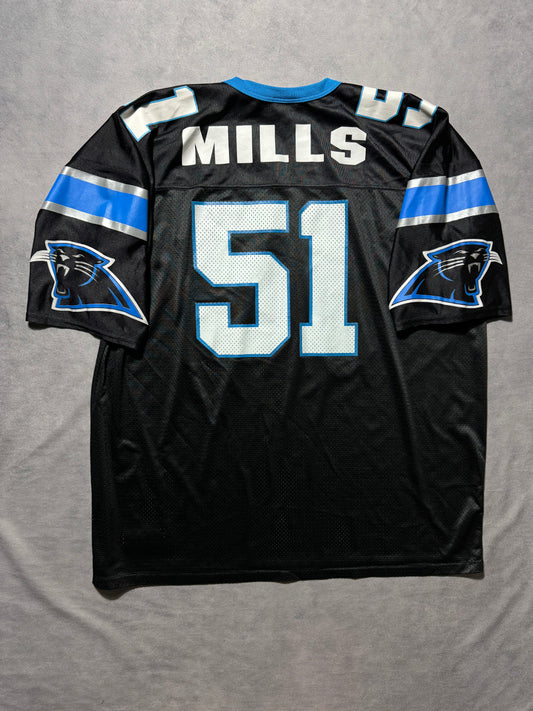 1996 Carolina Panthers Sam Mills Vintage Black Logo Athletic NFL Jersey (XXL)