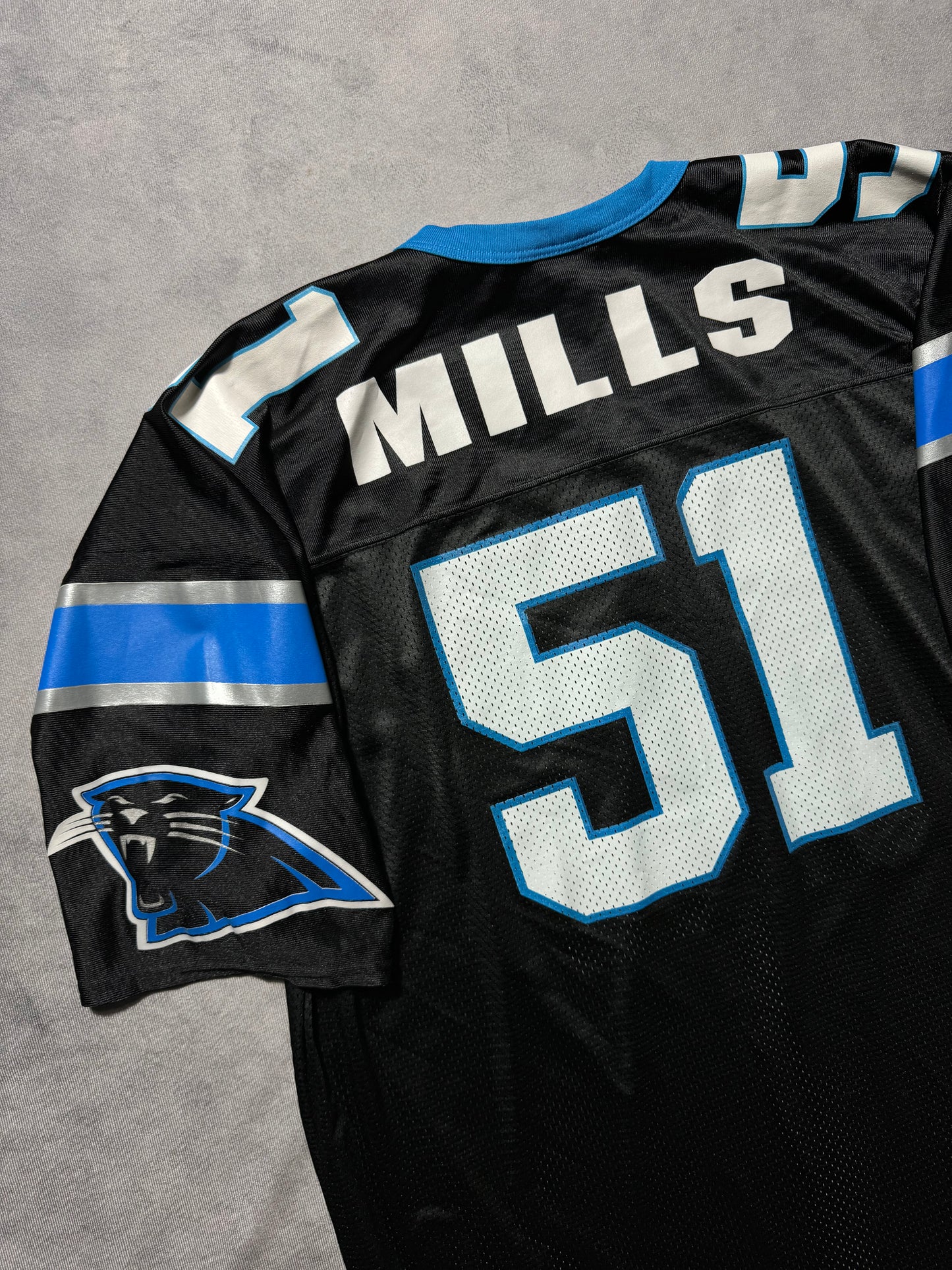 1996 Carolina Panthers Sam Mills Vintage Black Logo Athletic NFL Jersey (XXL)