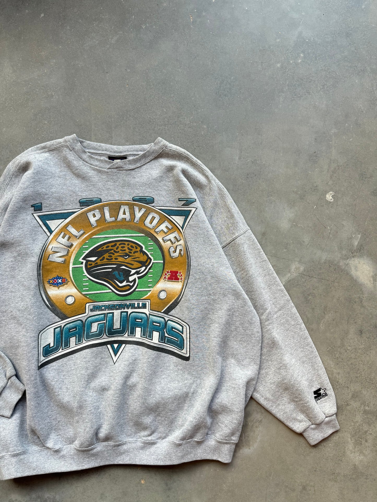 1997 Jacksonville Jaguars Vintage Starter NFL Playoffs Big Logo Crewneck (XL)