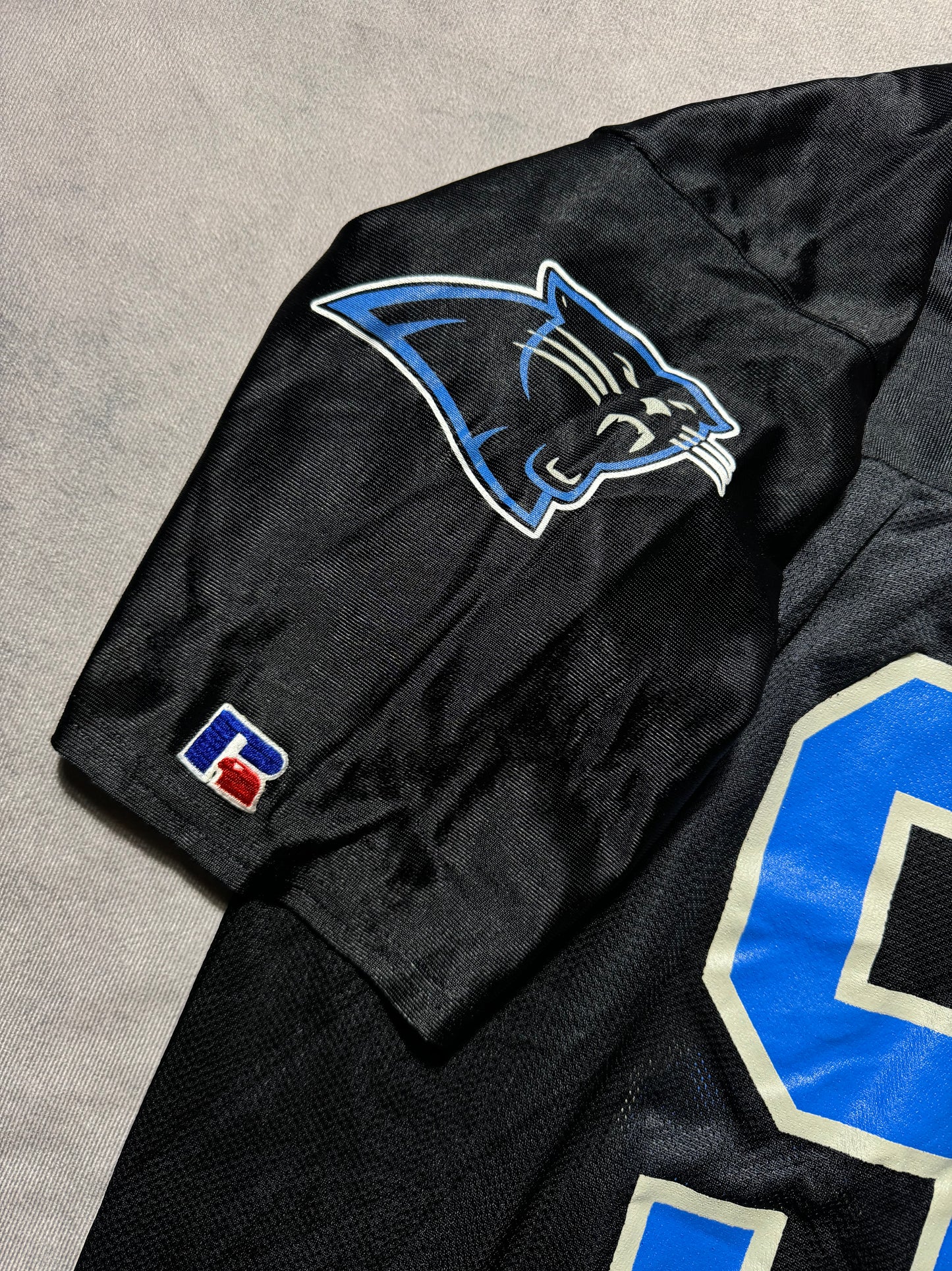 1995 Carolina Panthers Vintage Black Russell Athletic Inaugural Season #95 Practice Style NFL Jersey (52/XXL)
