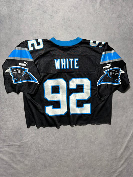 2000 Carolina Panthers Reggie White Vintage Black Puma Cropped NFL Jersey (Boxy XL)