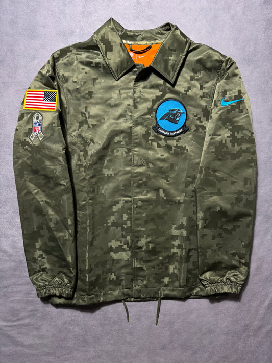 2019 Carolina Panthers Nike Digi Camo Salute to Service S2S Sideline NFL Coaches Jacket (Medium)