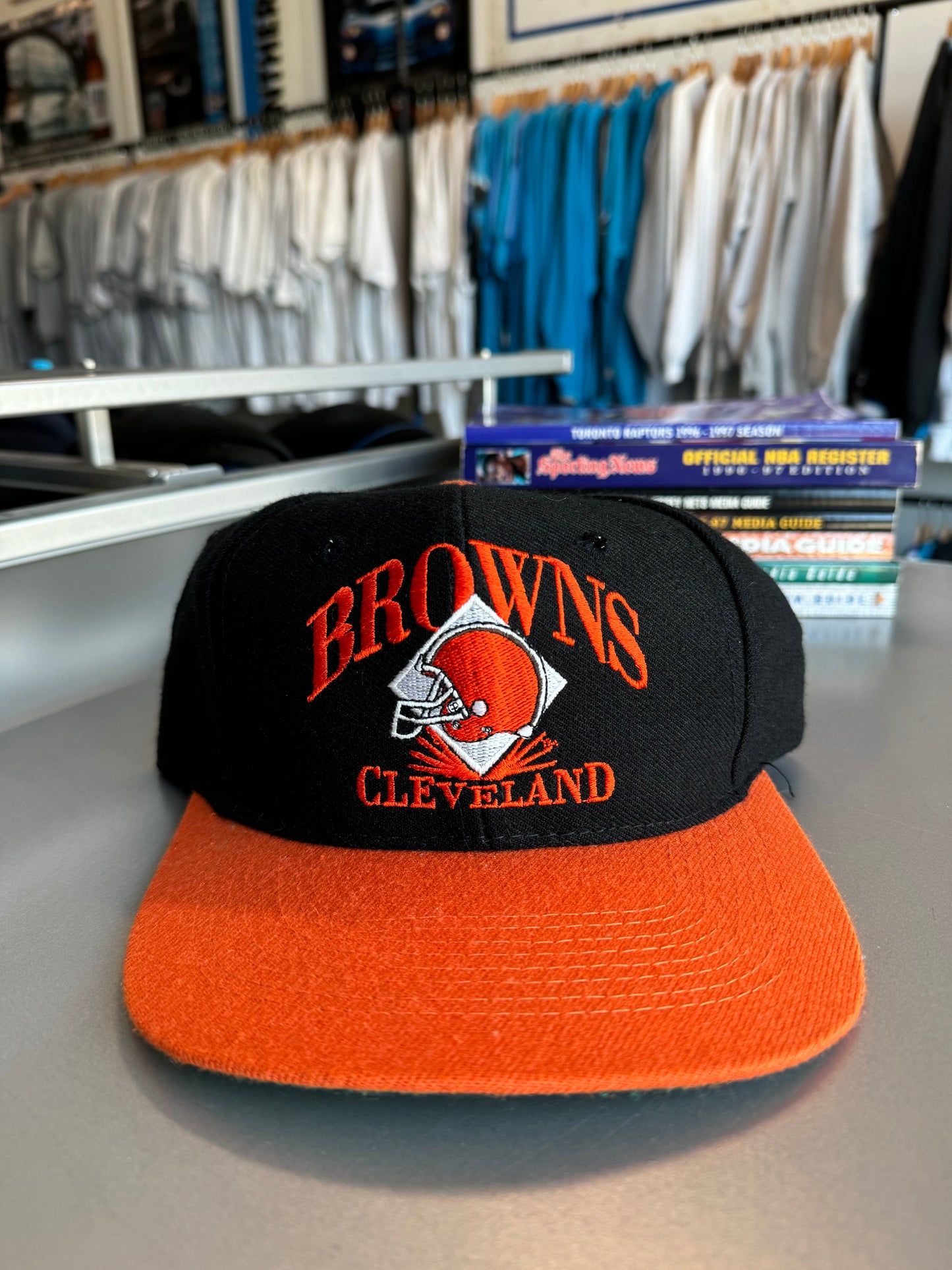 90’s Cleveland Browns Vintage AJD Black Dome NFL Snapback Hat (OSFA)