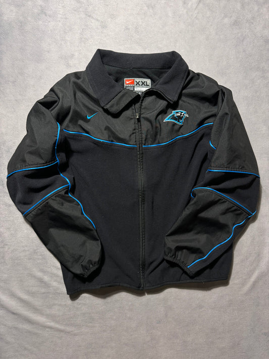 90’s Carolina Panthers Vintage Black Nike Fleece Full Zip Denali Style NFL Jacket (XXL)