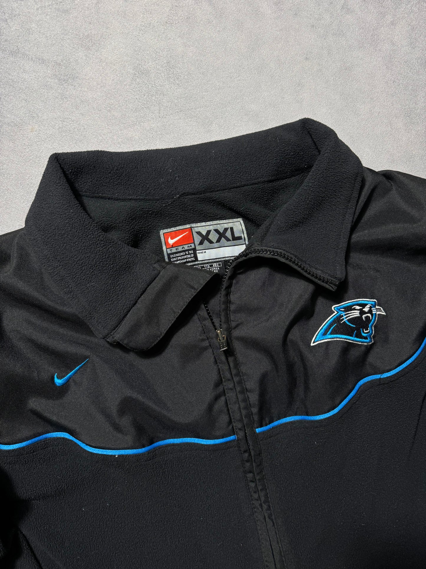 90’s Carolina Panthers Vintage Black Nike Fleece Full Zip Denali Style NFL Jacket (XXL)