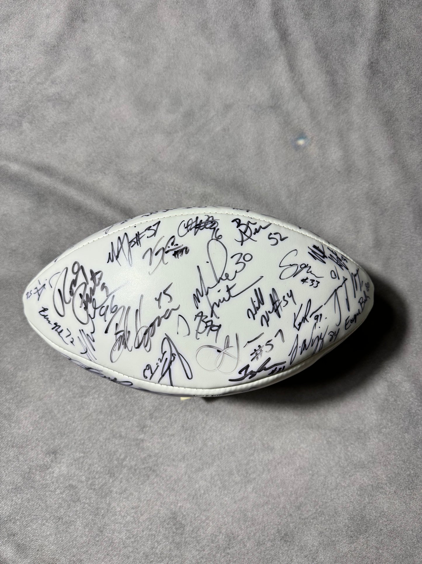 2003 Carolina Panthers Vintage NFC Champions Super Bowl XXXVIII Full Team Autographed NFL Ball w/ Engraved Display