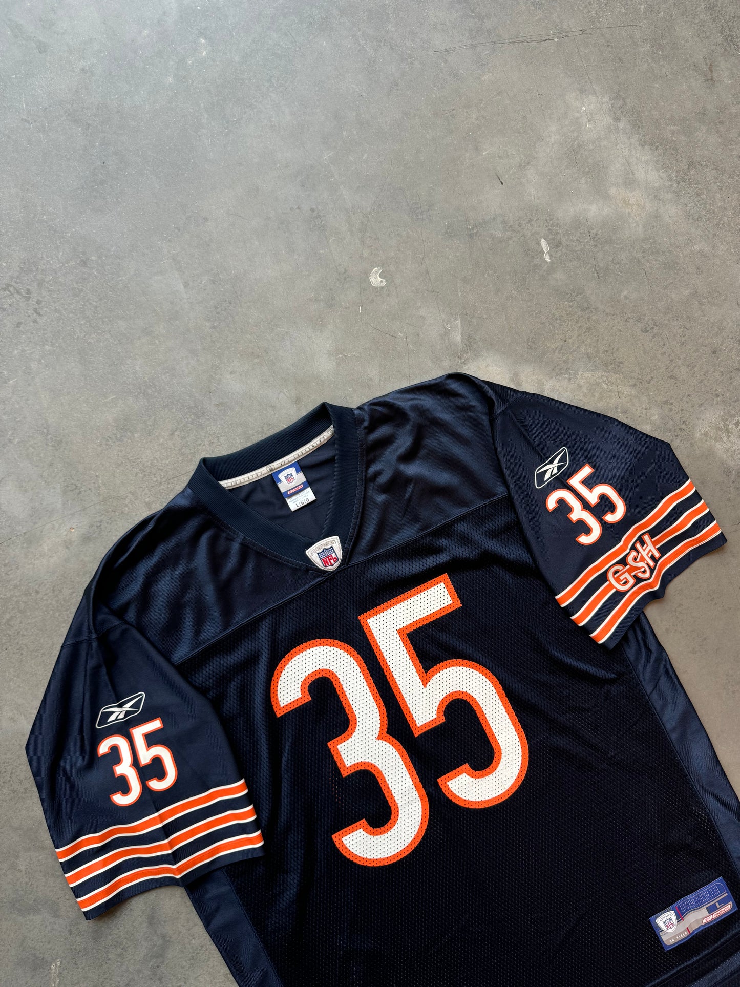 00’s Chicago Bears Anthony Thomas Vintage Navy Blue Reebok NFL Jersey (Large)