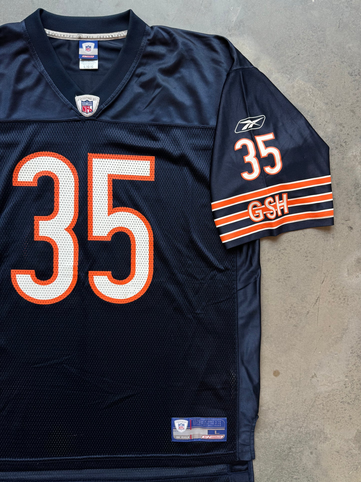 00’s Chicago Bears Anthony Thomas Vintage Navy Blue Reebok NFL Jersey (Large)