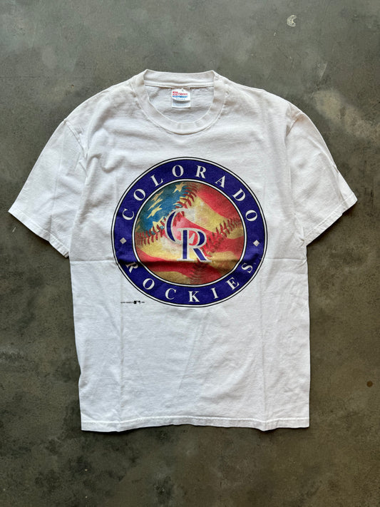 1996 Colorado Rockies Vintage White MLB Baseball Tee (Medium)