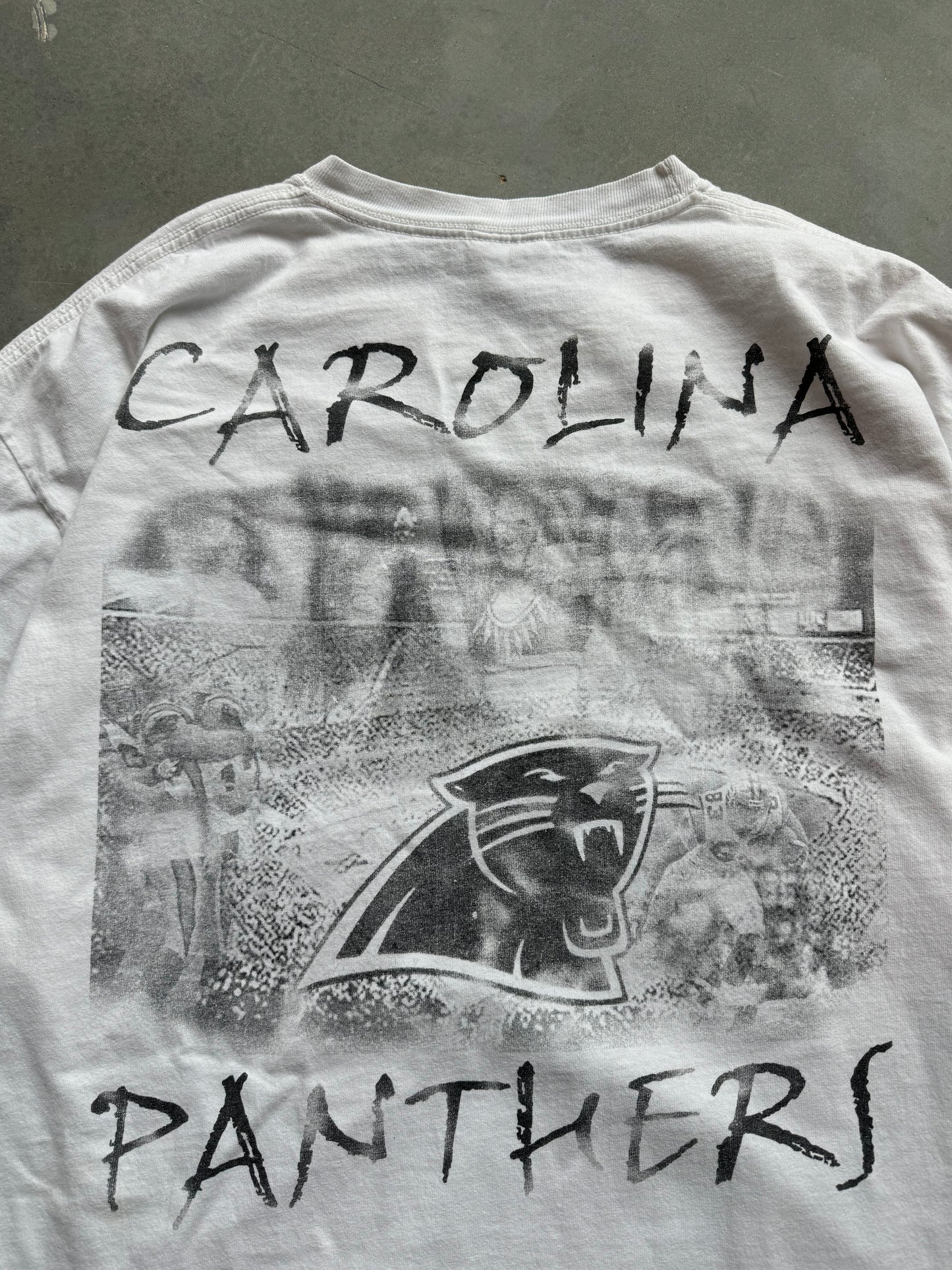 2000 Carolina Panthers Ericsson Stadium Panther Statue Vintage Street Vendor Style NFL Tee (XL)