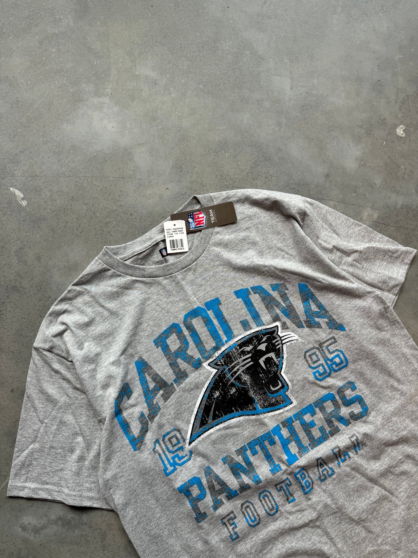 00’s Carolina Panthers Vintage Reebok EST 1995 Grey NFL Tee - Deadstock (Large)