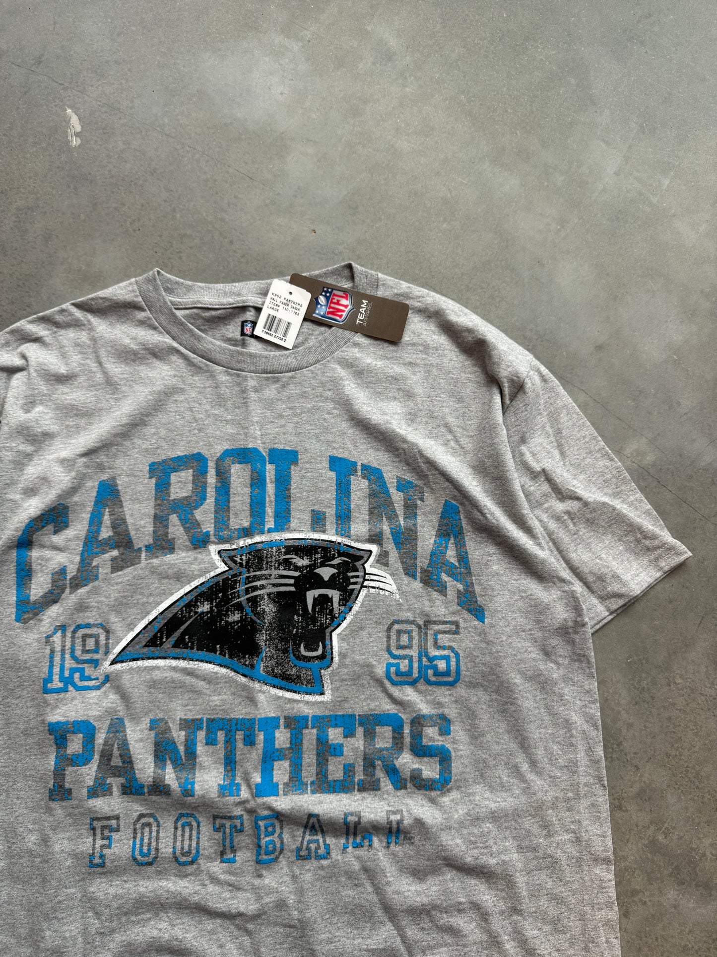 00’s Carolina Panthers Vintage Reebok EST 1995 Grey NFL Tee - Deadstock (Large)