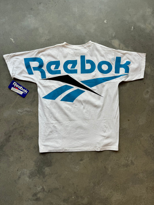 90’s Reebok Vintage White Huge Vector Logo Spellout Tee - Deadstock (XL)