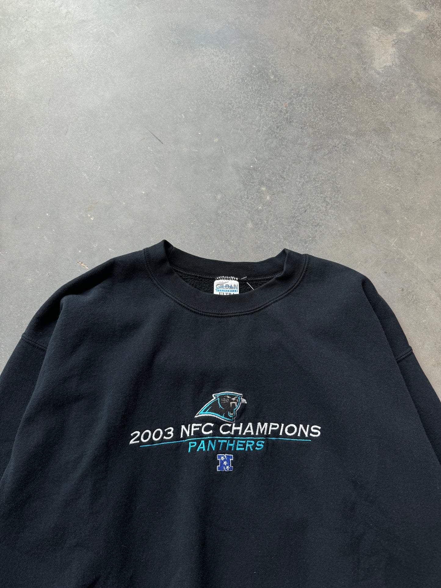 2003 Carolina Panthers Vintage NFC Champions Embroidered NFL Crewneck (Large)