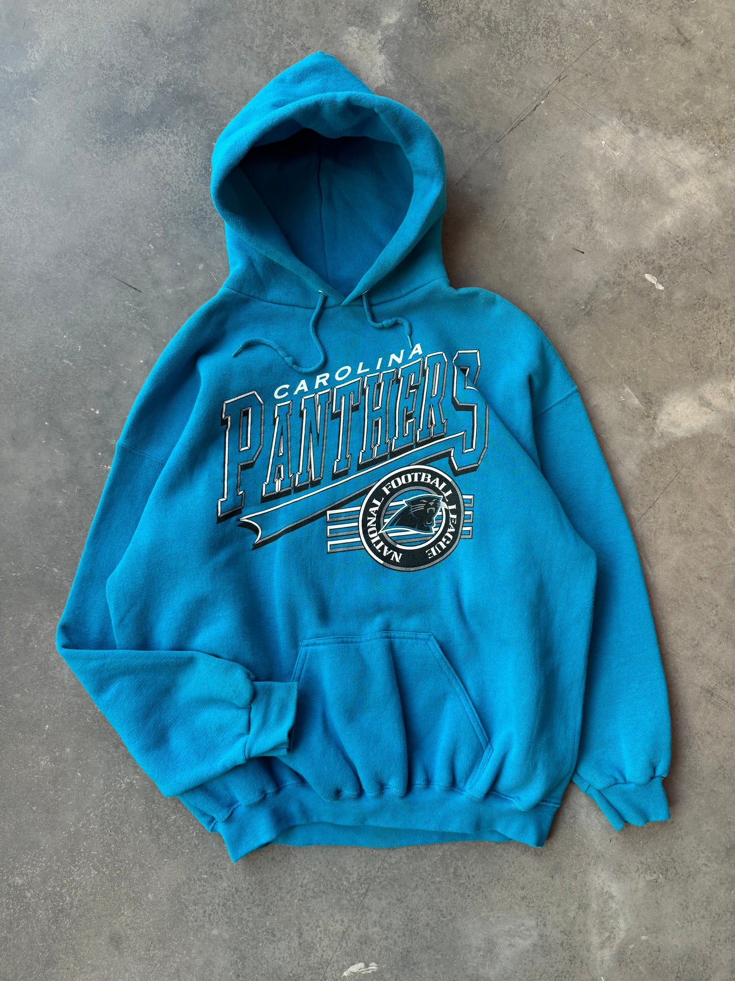 90’s Carolina Panthers Vintage Logo 7 Electric Blue NFL Hoodie (Large)