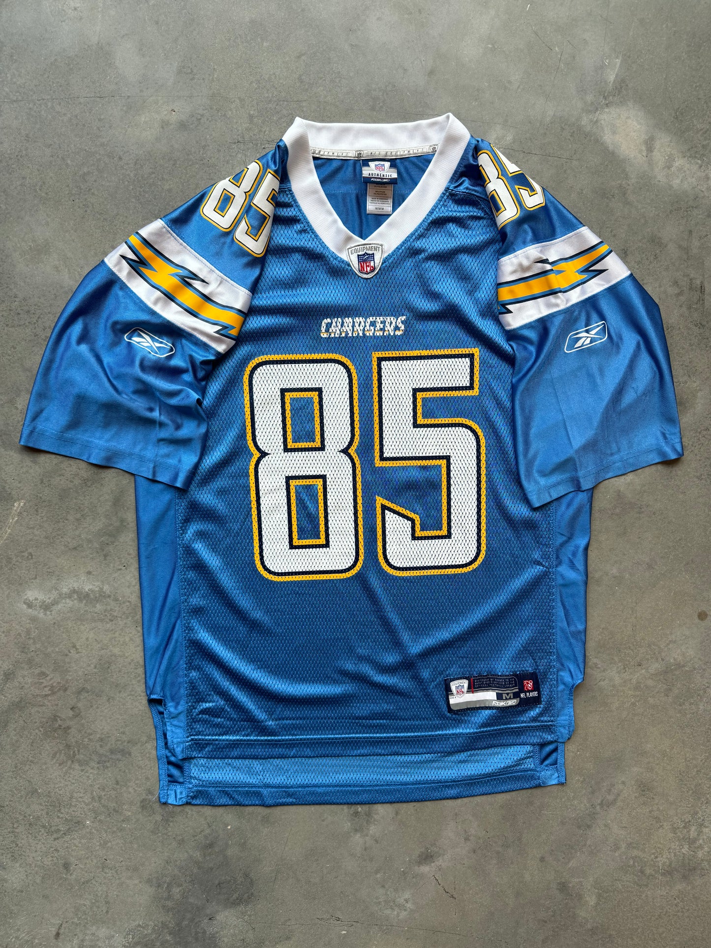 00’s San Diego Chargers Antonio Gates Vintage Powder Blue Reebok NFL Jersey (Medium)