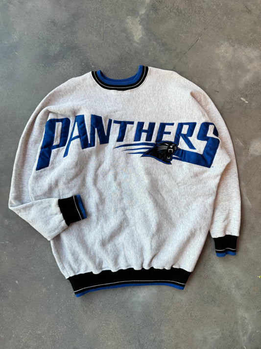 90’s Carolina Panthers Vintage Embroidered Shoulder to Shoulder Word Mark NFL Legends Sportswear Crewneck (XL)