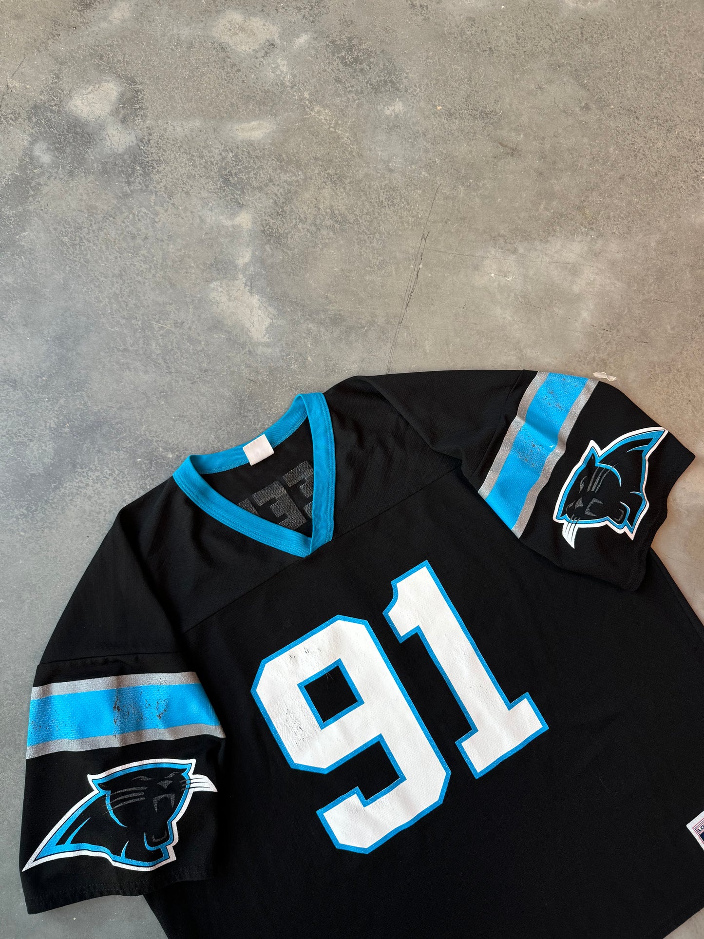 90’s Carolina Panthers Kevin Greene Vintage Logo 7 Black NFL Jersey (XXL)