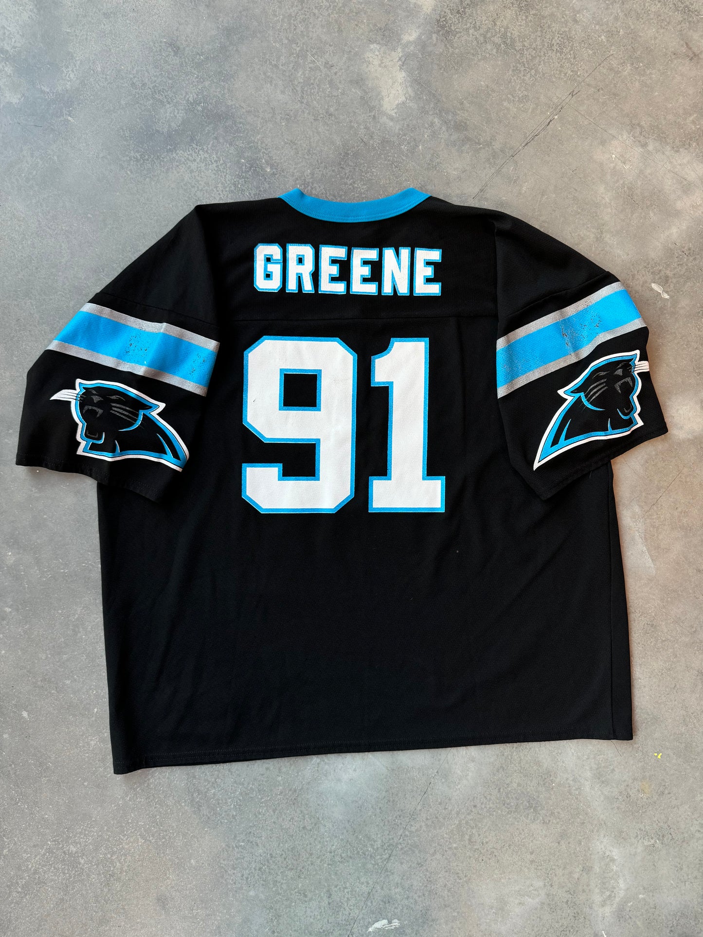 90’s Carolina Panthers Kevin Greene Vintage Logo 7 Black NFL Jersey (XXL)