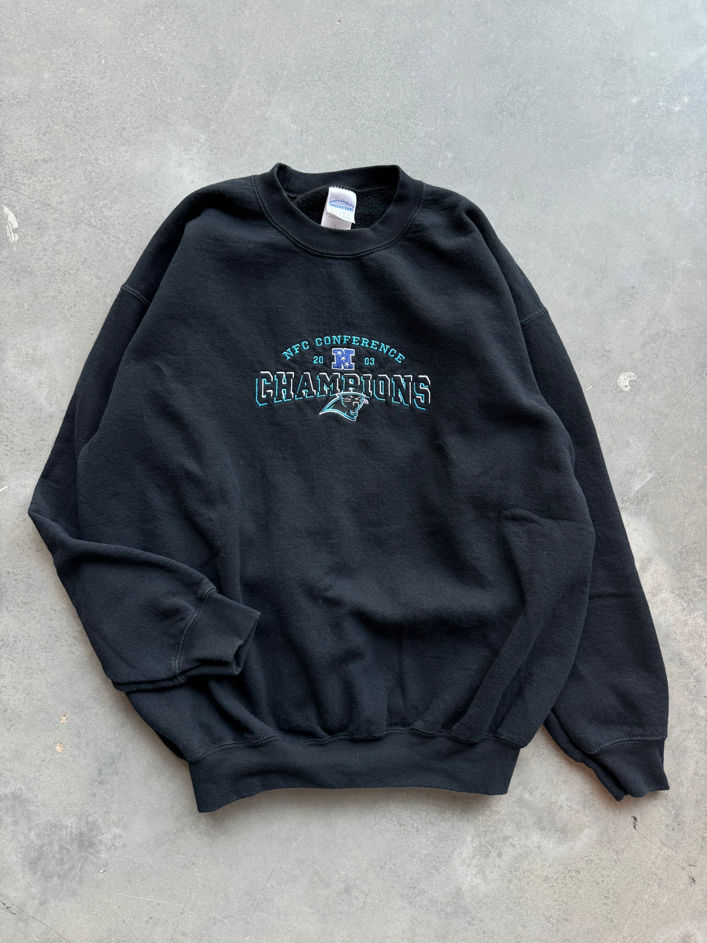 2003 Carolina Panthers Vintage NFC Champions Embroidered NFL Crewneck (Large)