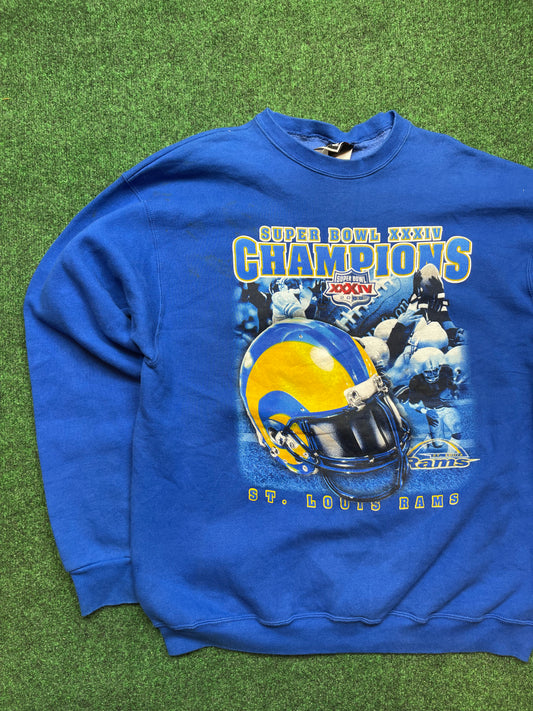 2000 St. Louis Rams NFL Vintage Super Bowl XXXIV Champions Heavyweight Crewneck (XL)