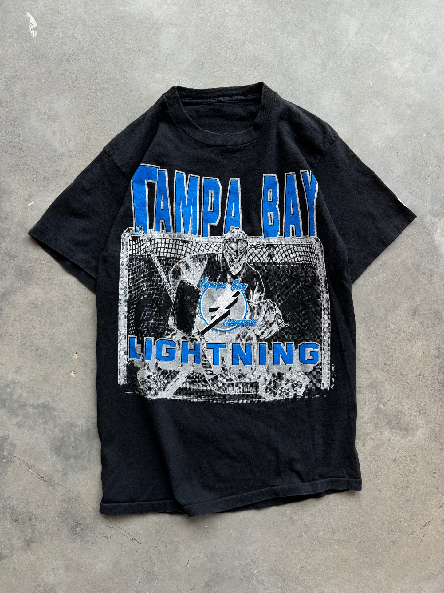 1992 Tampa Bay Lightning Vintage Logo 7 NHL Goalie Tee (Small)